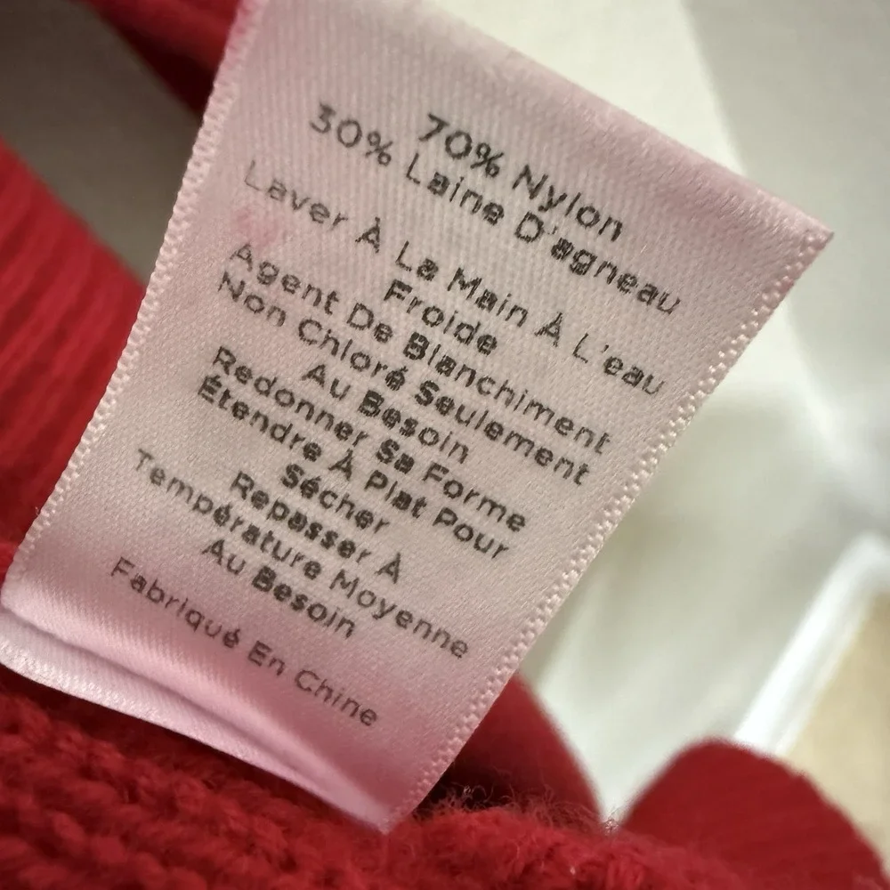 Talbots Cardigan Sweater Womens Petite Size M Red Knit Long Sleeves Wool Blend